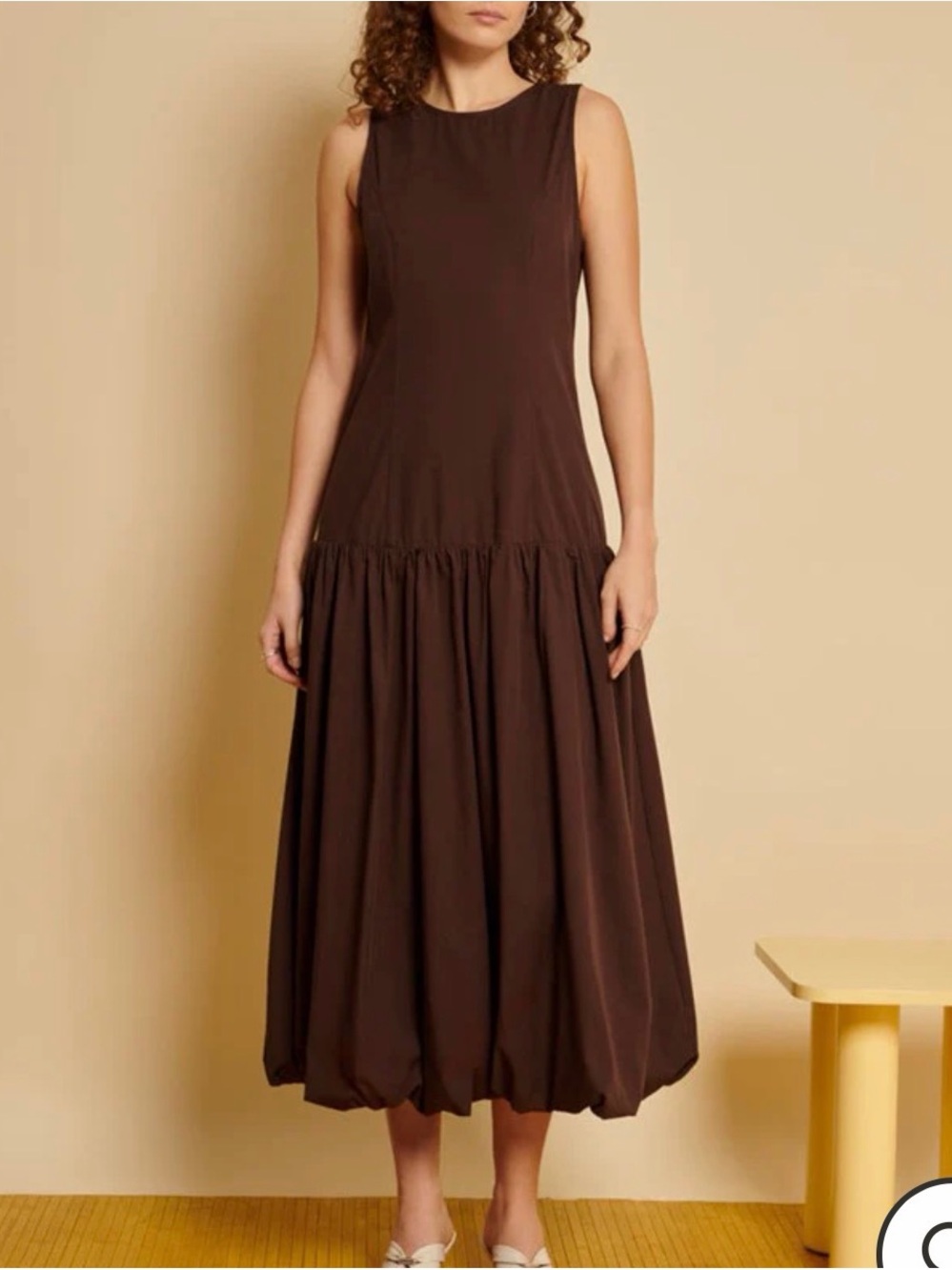 Ghospell Brown Midi Dress